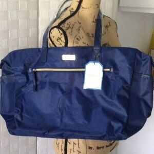 Home Benoss Duffel Bag made in Milan Italy color blue zippers on both sides New